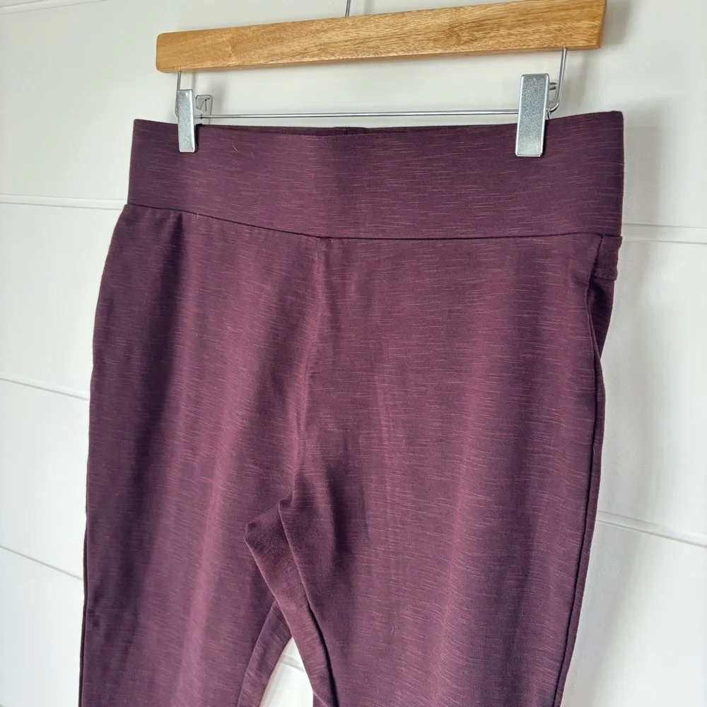 Matty M Women Slub Ponte Stretch Legging Pants With Pockets Deep Burgundy Large
